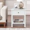 Costway End Table Nightstand Storage Display Drawer Shelf Beside Bedroom White\Black